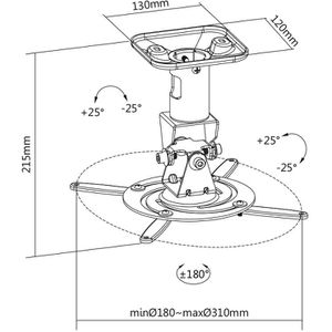 Produktbild für Beamer-Deckenhalterung myWall H16-1EWL, weiß