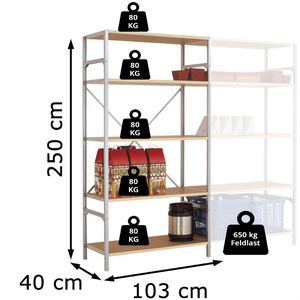 Produktbild für Schwerlastregal Manuflex RB1166, 6 Holzböden