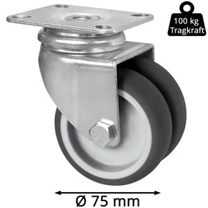 Produktbild für Apparaterolle CASCOO Serie P2T2, mit Anschraubplatte