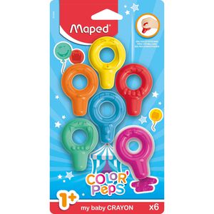Maped Wachsmalstifte 863806 Color Peps, Baby-Wachsmalringe, rund, 6 Stück