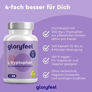 Produktbild für Tryptophan gloryfeel L-Tryptophan, 240 Kapseln