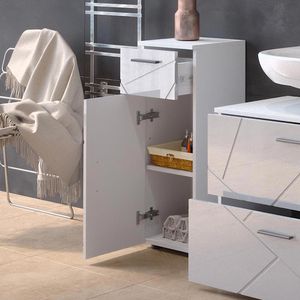 Produktbild für Badschrank Vicco Irma, mit 4 Füßen, hochglanz weiß