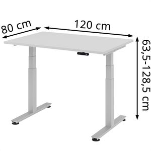 Produktbild für Schreibtisch Hammerbacher XDSM 12, lichtgrau / silber