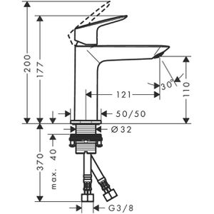 Produktbild für Waschtischarmatur hansgrohe Logis 110 Fine, 71252000,verchromt