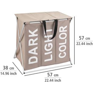 Produktbild für Wäschekorb Wenko Trio Top Taupe, mit 3 Fächern