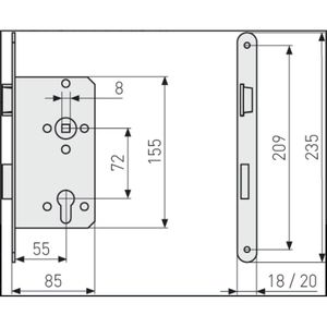 Produktbild für Einsteckschloss Abus ESK PZ2 L, DIN links