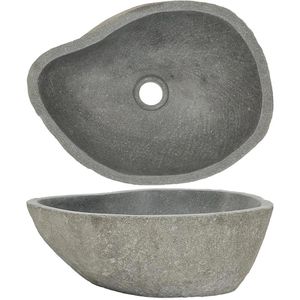 Produktbild für Waschbecken vidaXL Flussstein, aus Naturstein,grau