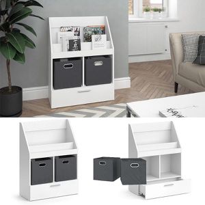 Produktbild für Bücherregal Vicco Luigi, weiß, mit 2 Faltboxen