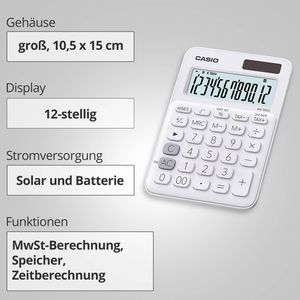 Produktbild für Taschenrechner Casio MS 20UC WE,mit Zeitberechnung