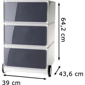 Produktbild für Rollcontainer Paperflow aus Kunststoff, weiß / anthrazit