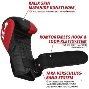 Produktbild für Boxhandschuhe RDX-Sports F4, rot, für Erwachsene