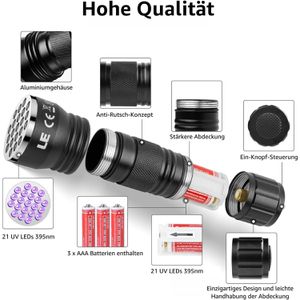 Produktbild für UV-Taschenlampe Lepro mit LED, 9 cm