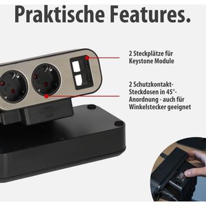 Produktbild für Tischsteckdose Brennenstuhl Estilo Duplex, mit 2m Schuko Kabel