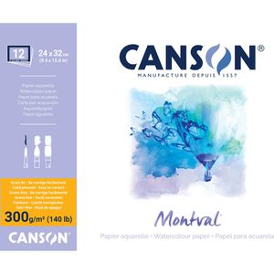 Produktbild für Aquarellpapier Canson Montval Block, 24x32 cm