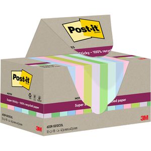 Haftnotizen Post-it Recycling Super Sticky, bunt