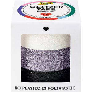 Washi-Tape Folia 28503 Glitzer, weiß, grau, schwarz