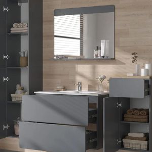 Produktbild für Badmöbel-Set Vicco Izan, grau, 4-teilig