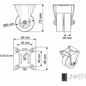 Produktbild für Möbelrolle SO-TECH 130687, mit Anschraubplatte, 4-teilig
