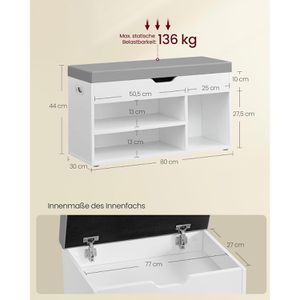 Produktbild für Schuhbank Vasagle LHS030W01, weiß, aus Holz