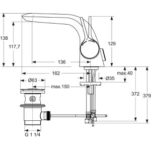 Produktbild für Waschtischarmatur Ideal-Standard Melange, A4260AA, verchromt