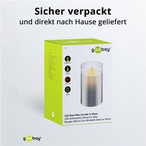 Produktbild für LED-Kerze Goobay 60371, Echtwachs im Glas, grau