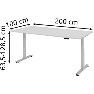 Produktbild für Schreibtisch Hammerbacher XDSM 2E, lichtgrau / silber