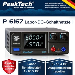 Produktbild für Labornetzteil PeakTech P 6167, mit LED-Anzeige