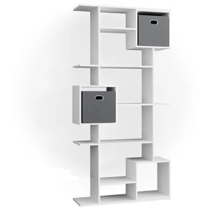 Bücherregal Vicco Cube, weiß, mit 2 Faltboxen