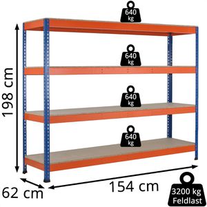 Produktbild für Weitspannregal Schulte 18261-N, 4 Holzböden