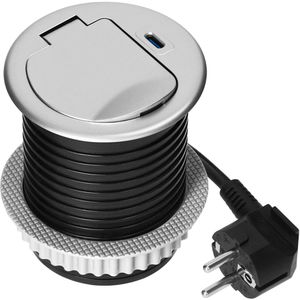 Produktbild für Einbausteckdose Orno GM-9040, mit 1,9 m Kabel, klappbar