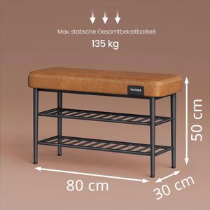Produktbild für Schuhbank Vasagle EKHO, schwarz / braun, aus Metall