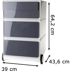 Produktbild für Rollcontainer Paperflow aus Kunststoff, weiß / anthrazit