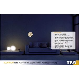 Produktbild für Wanduhr TFA 60.3535.02 LED, Kunststoff, beleuchtet, Funkuhr
