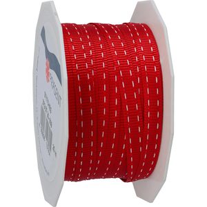 Produktbild für Geschenkband Präsent Stitches, rot/weiß