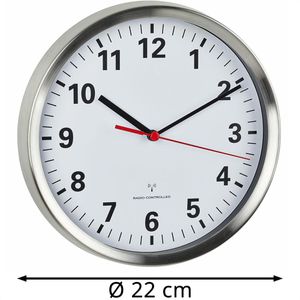 Produktbild für Wanduhr TFA 60.3529.02, Edelstahl, analog, Funkuhr