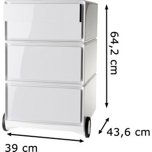 Produktbild für Rollcontainer Paperflow aus Kunststoff, weiß