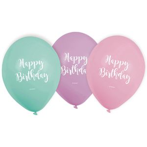 Luftballons Amscan 9903713 Happy Birthday, pastell