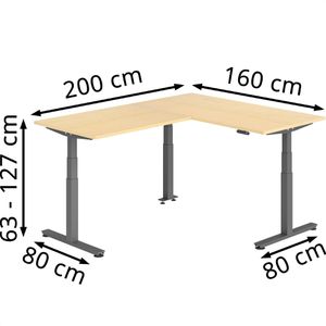 Produktbild für Schreibtisch Hammerbacher XDSMW, ahorn / graphit