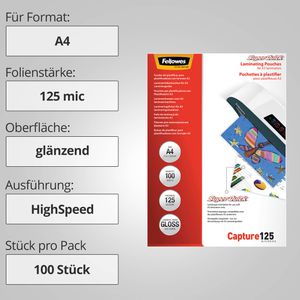 Produktbild für Laminierfolien Fellowes 54401 Super Quick, DIN A4