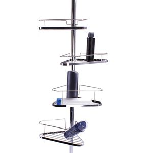 MSV Duschablage Teleskop Badregal, verchromt, zum Klemmen, Eckregal, Metall, 35,5 x 125-250 cm – Böttcher AG