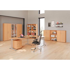 Produktbild für Schreibtisch Hammerbacher B-Serie, buche / silber