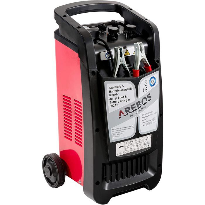 Arebos Autobatterie-Ladegerät, 12 V / 24 V, 50 A, mit Starthilfe