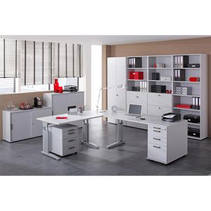 Produktbild für Schreibtisch Hammerbacher U-Serie, lichtgrau / silber