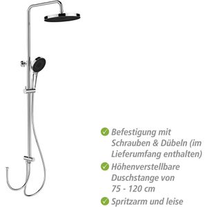 Produktbild für Duschsystem Wenko Softwater, verchromt / schwarz