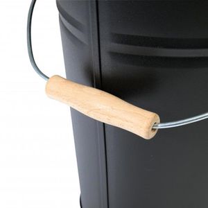 Produktbild für Ascheeimer Kamino-Flam 333251, schwarz, mit Holzgriff &amp; Deckel