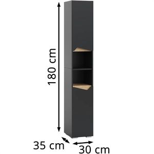 Produktbild für Badschrank Vicco Marelle, mit 4 Füßen, anthrazit/artisan eiche