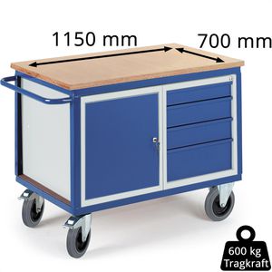 Produktbild für Werkstattwagen Rollcart 07-4307, Tragkraft 600 kg