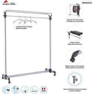 Produktbild für Garderobenständer Alba Group3, PMGROUP3, silber