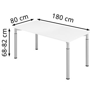 Produktbild für Schreibtisch Hammerbacher Y-Serie, weiß / silber