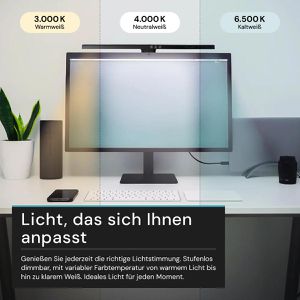 Produktbild für Monitorlampe Luxula LX700165, mit USB und LED